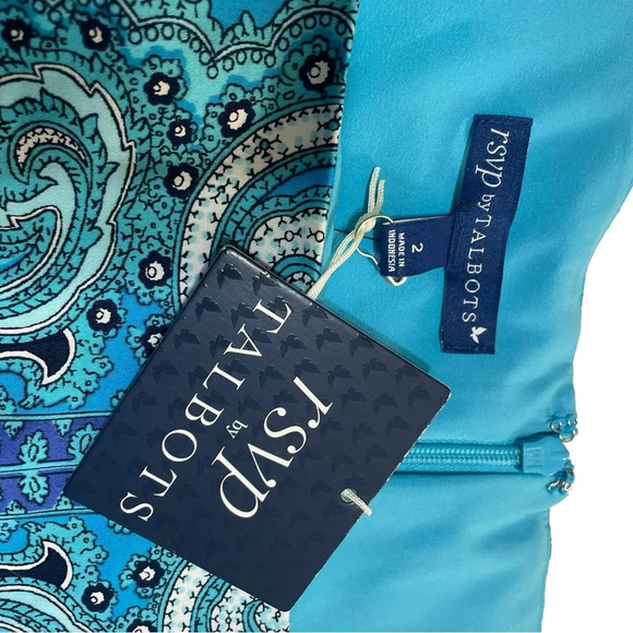 Women's Talbot Medallion Sheen Fit Flare Dress Blue Paisley Size:2 Pockets - Picture 6 of 10
